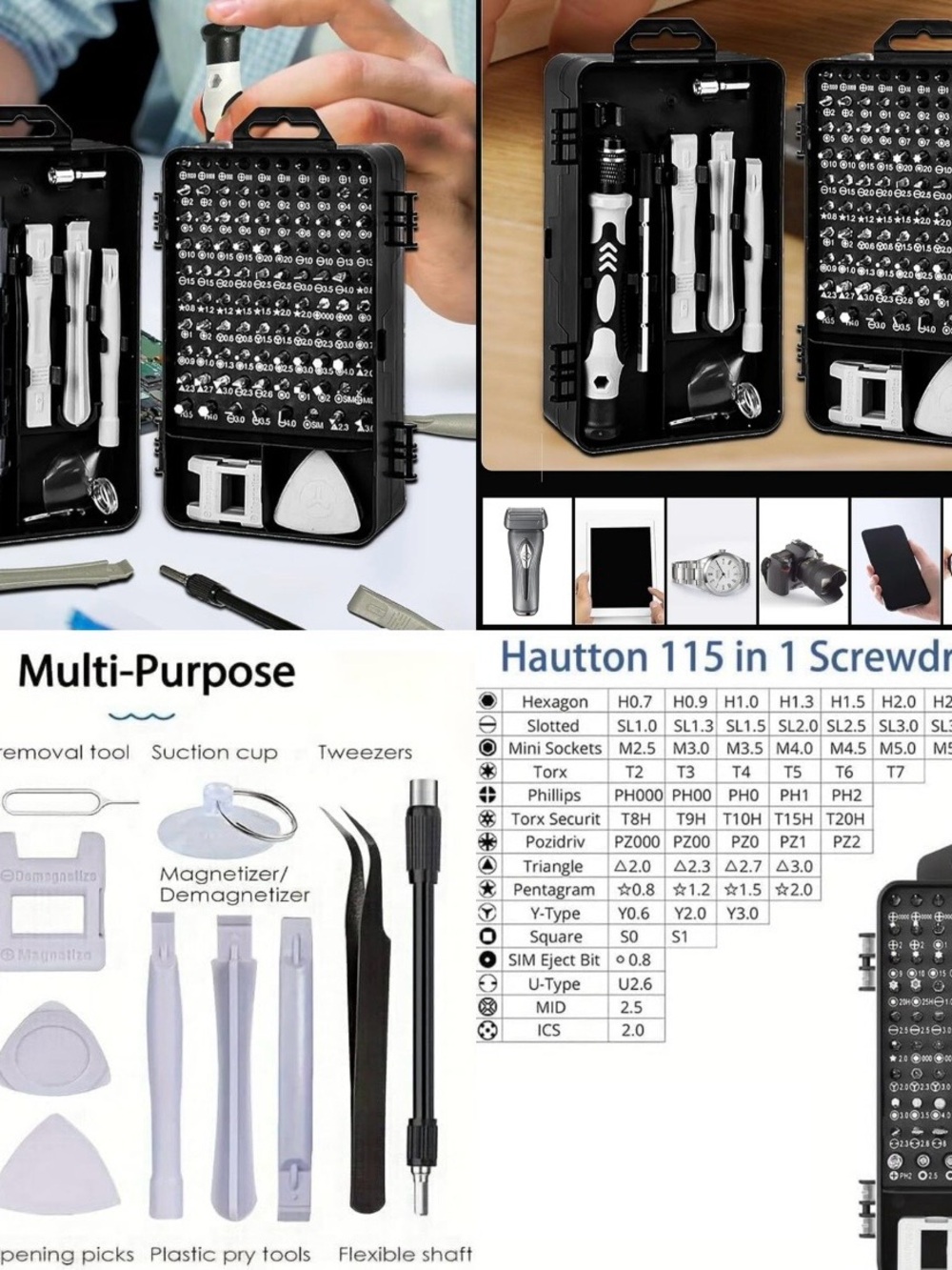 115-in-1 Precision Screwdriver Repair Kit - Black